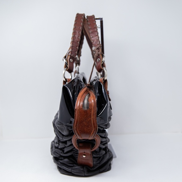 Pauric Sweeney Overnight Patent Leather Oversized Shoulder Purse Tote Bag Black - Picture 2 of 6